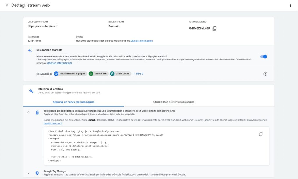 inserire tag globale sito goolge analytics wordpress